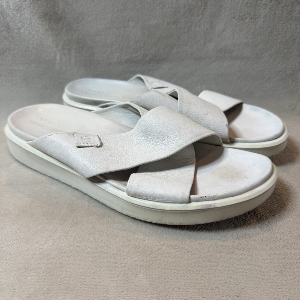 ECCO Touch White Platform Criss Cross Slide Sandals Womens Sz‎ 9 EU 40 UK 7